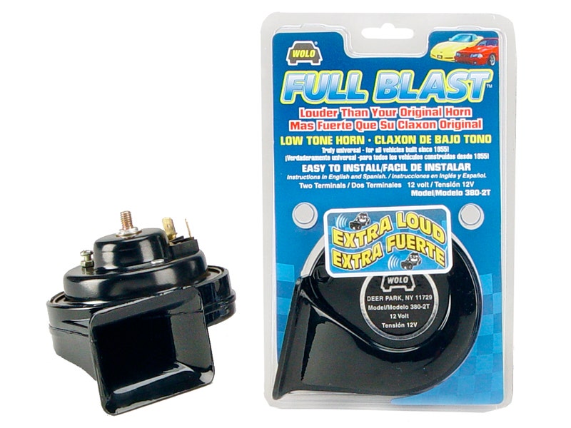 Wolo (380-2T) Full Blast Horn - 12 Volt, Low Tone  Mfg  Horn Full Blast (R);