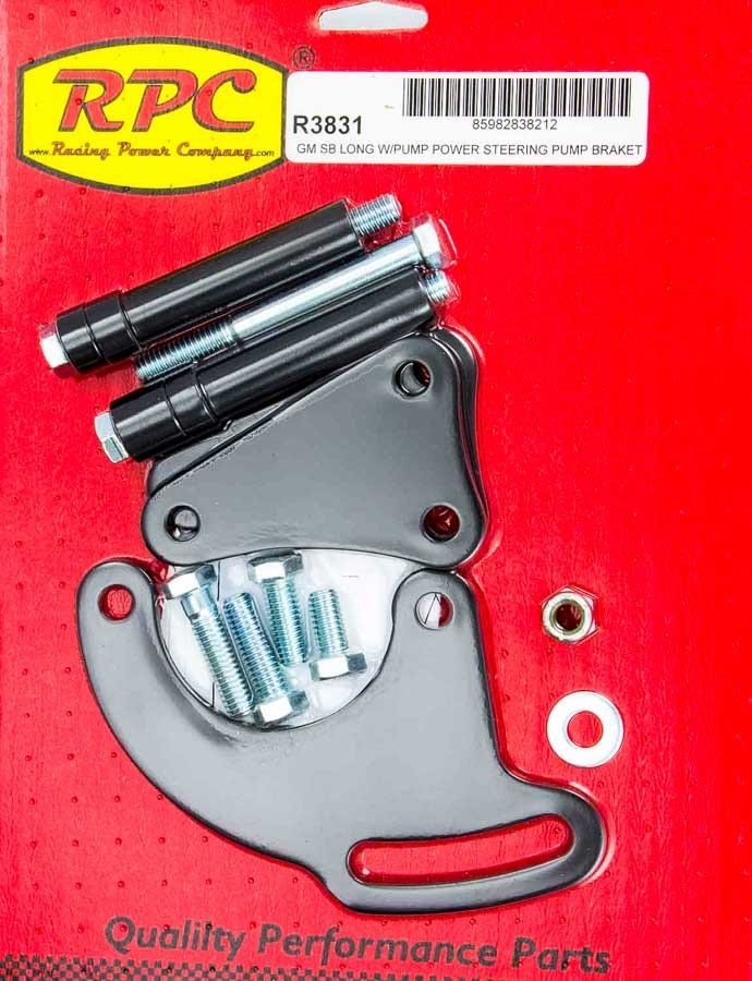 Racing Power Company R3831 Black Saginaw Power Steer Bracket   Black Saginaw