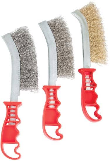 Performance Tool W4990 3Pc Hand Brush Set Stainless Steel, Galvanized And Brass