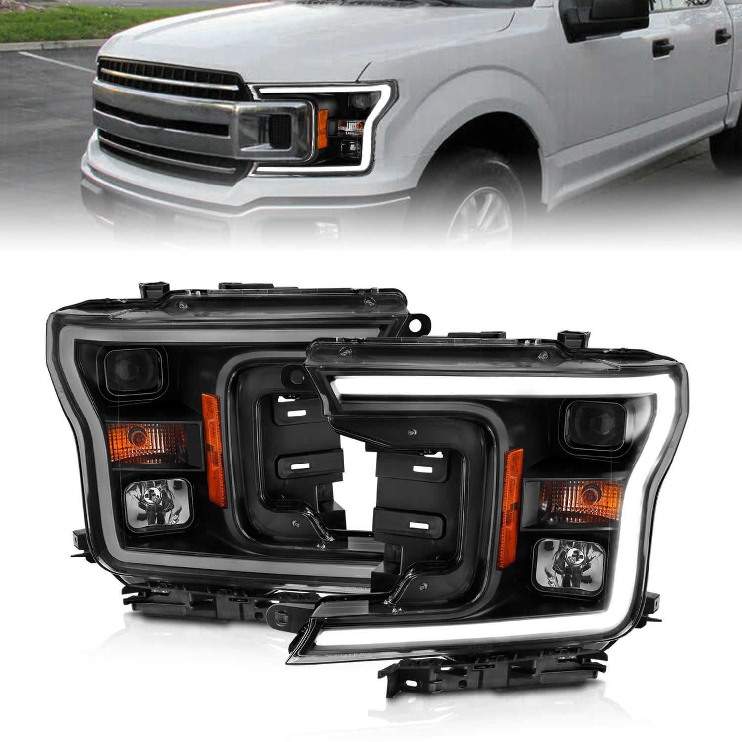 Anzo Usa 111467 Projector Headlight Set W/Halo Fits 18-20 F-150   Projector