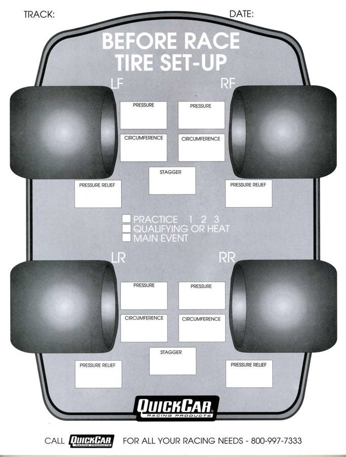 Quickcar Racing Products 51-210 Set-Up Pad  Products  Set-Up Pad