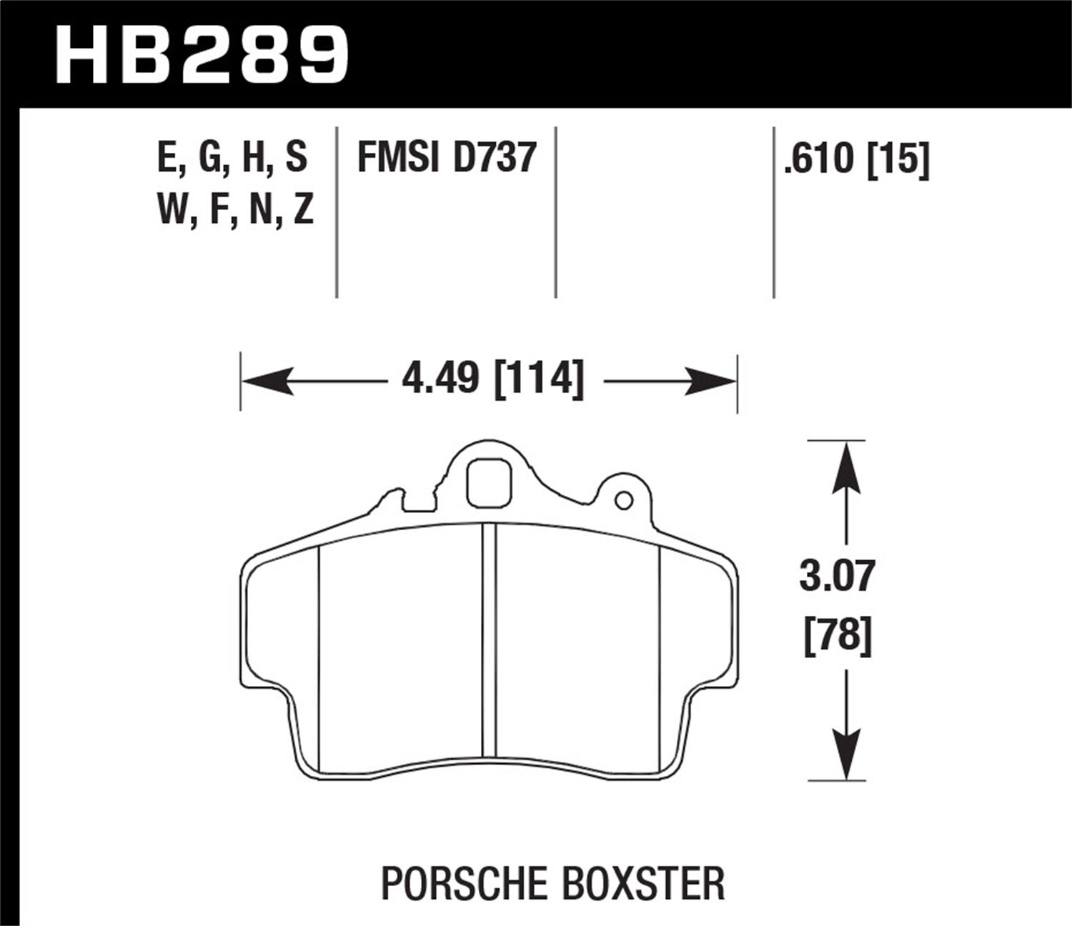 Hawk Performance Hb289f.610 Hps Disc Brake Pad Fits 97-08 Boxster Cayman   Hps