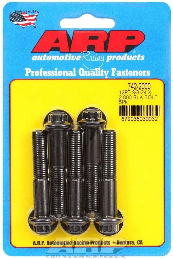 Arp 742-2000 Black Oxide 3/8-24" Fine Rh Thread 2.000" Uhl 12-Point Bolt With