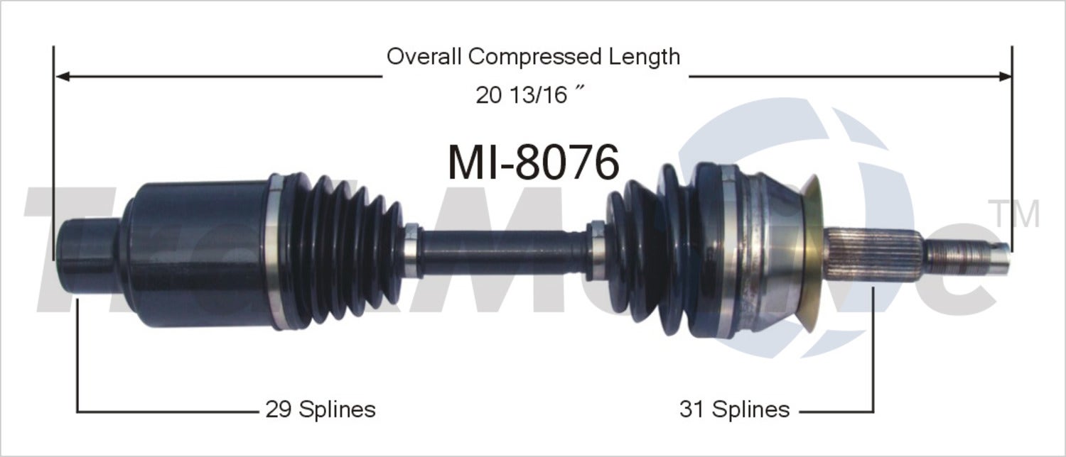 Trakmotive Cv Axle Shaft P/N:Mi-8076  Cv Axle Shaft P/N: