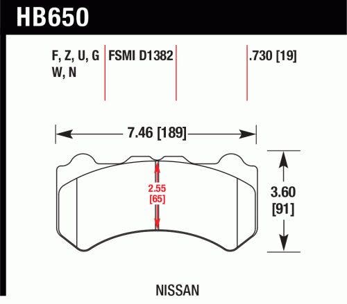 Hawk Performance Hb650f.730 Hps Disc Brake Pad Fits 09-18 Gt-R  Hb644y.785 Brake