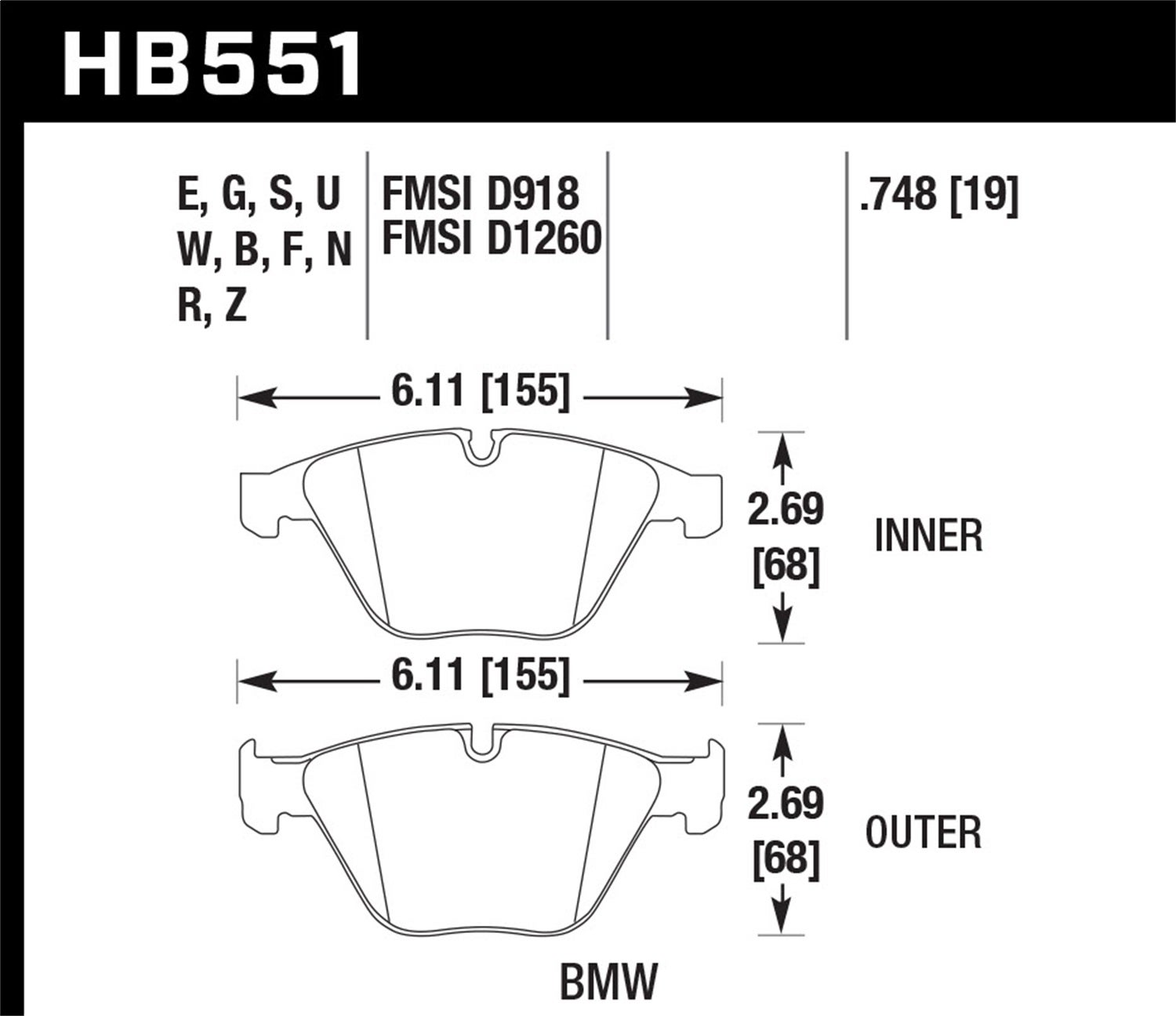 Hawk Performance Hb551u.748 Dtc-70 Disc Brake Pad   Dtc-70 Disc Brake Pad