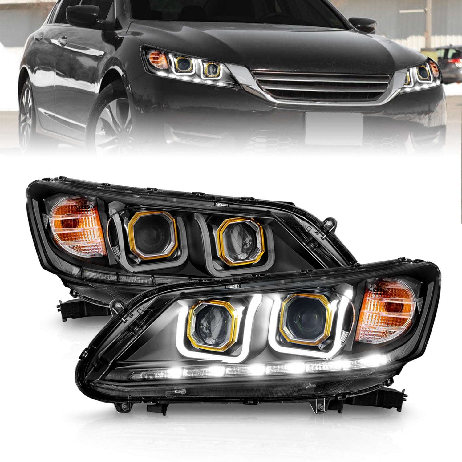 Anzo Usa 121492 Projector Headlight Set Fits 13-15 Accord   Projector Headlight