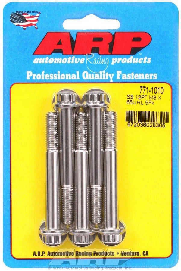 Arp 771-1010 Stainless Steel M8 X 1.25 Thread 65Mm Uhl 12-Point Bolt With 10Mm