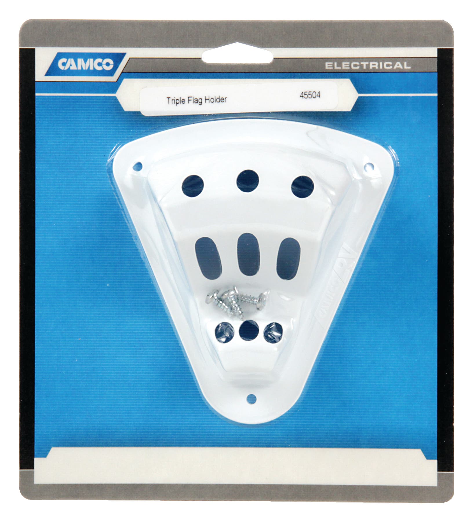 Camco 45504 White Triple Flag Holder   Flagpole Mount; Diameter (In) - 3/8 Inch,
