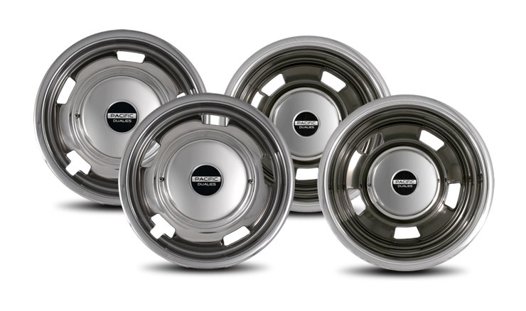 Pacific Dualies 44-1708 Polished 17 Inch 8 Lug Stainless Steel Wheel Simulator