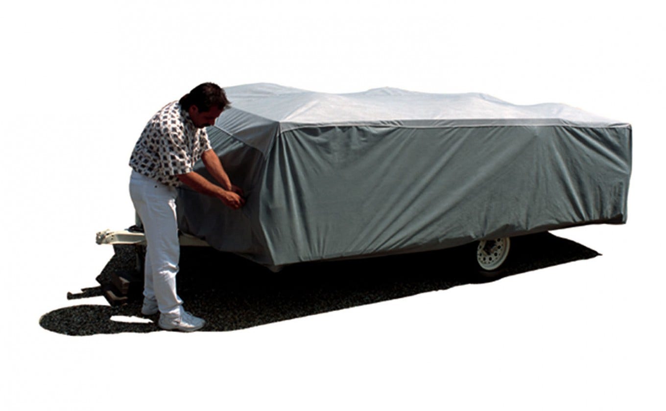 Adco 12294 Pop Up Trailer Sfs Aqua Shed Cover - 14'1" To 16', Gray   Pop Up