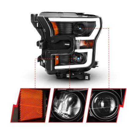 Anzo Usa 111357 Projector Headlight Set Fits 15-17 F-150 Anzo  Headlight
