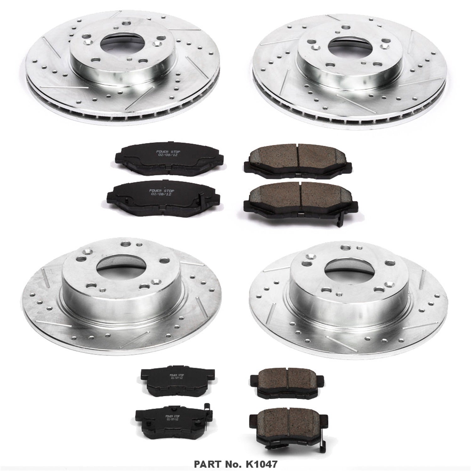 Power Stop K1047 Front And Rear Z23 Carbon Fiber Brake Pads With Drilled &