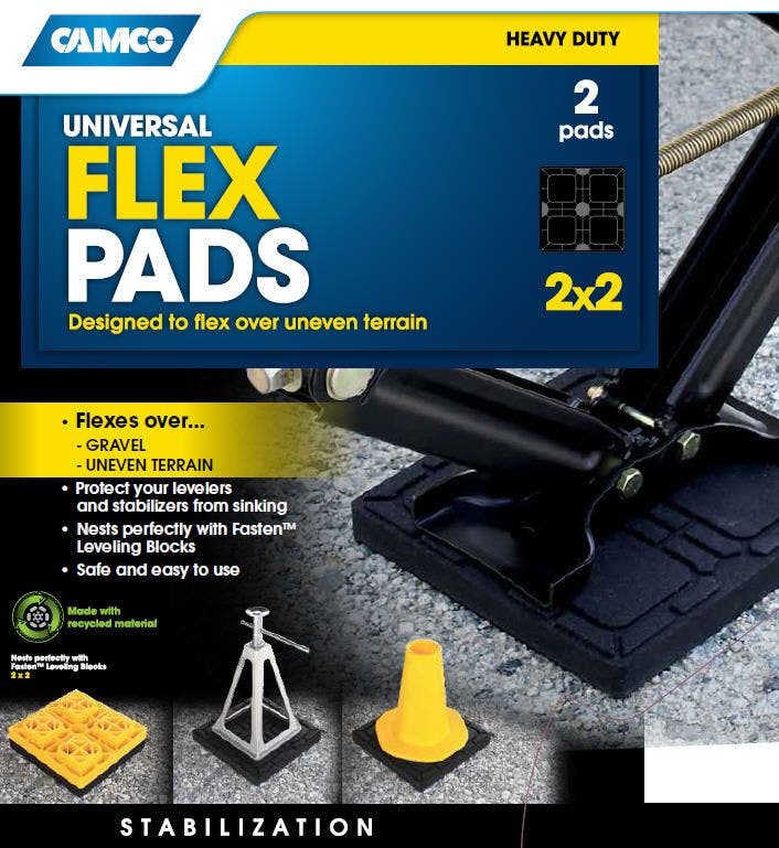 Camco Rv Universal Flex Pads For Leveling Blocks, 8.5” X 8.5”   Prevents Jacks &