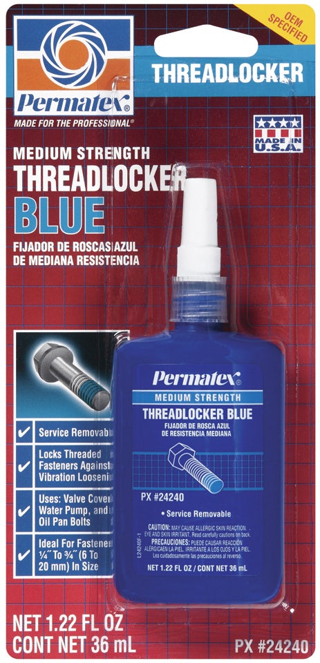 Permatex 24240 Medium Strength Threadlocker Blue, 36 Ml   Medium Strength