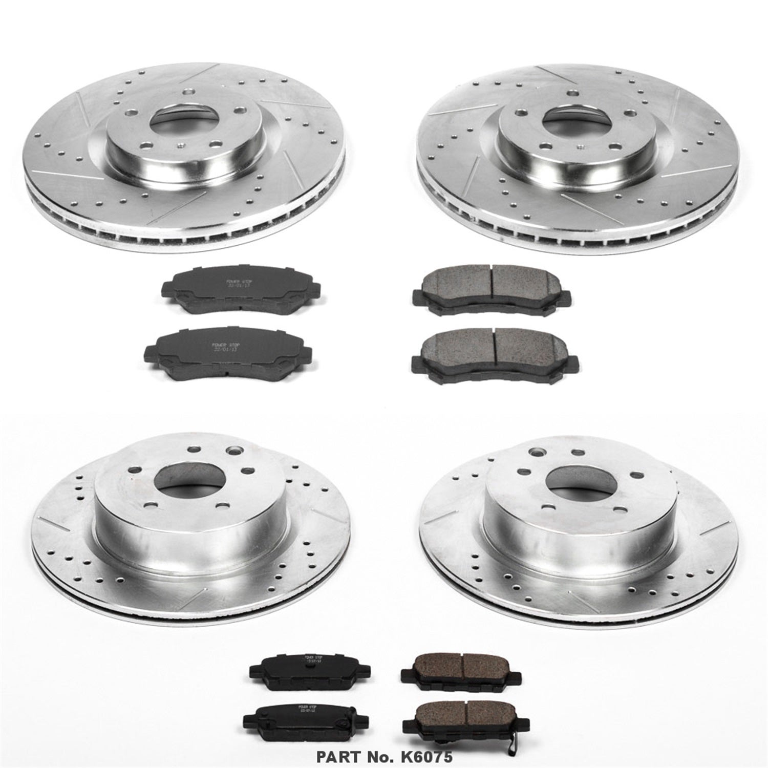 Power Stop K6075 Front And Rear Z23 Carbon Fiber Brake Pads With Drilled &