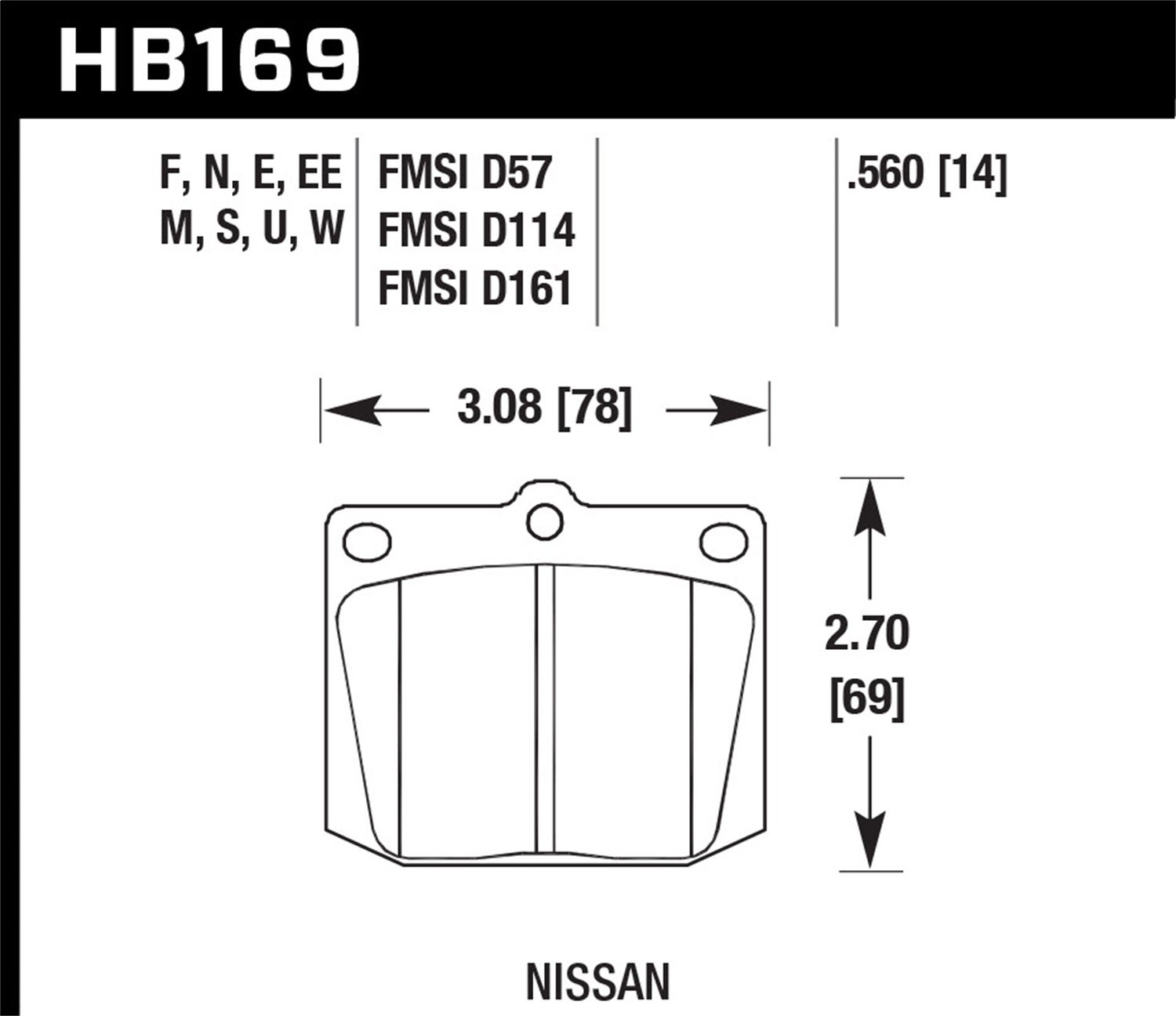 Hawk Performance Hb169n.560 Hp Plus Disc Brake Pad   Hp Plus Disc Brake Pad