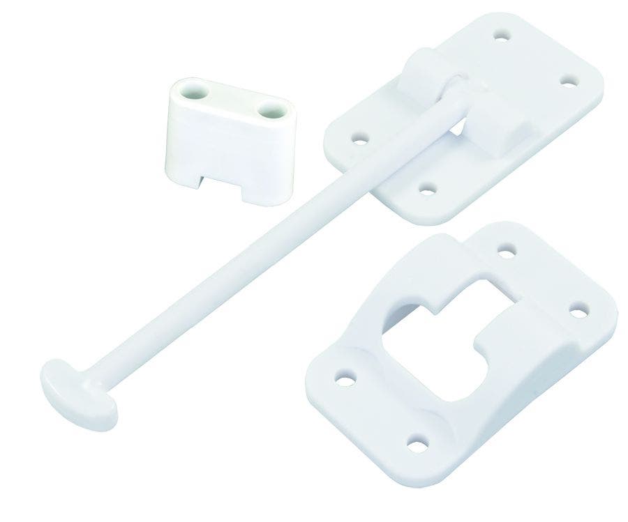 Jr Products 10444B Polar White 6" T-Style Door Holder With Bumper   Door Catch;