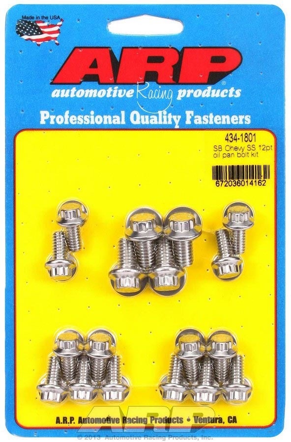 Arp 4341801 Oil Pan 12-Point Bolt Kit, Stainless Steel, For Select Chevrolet