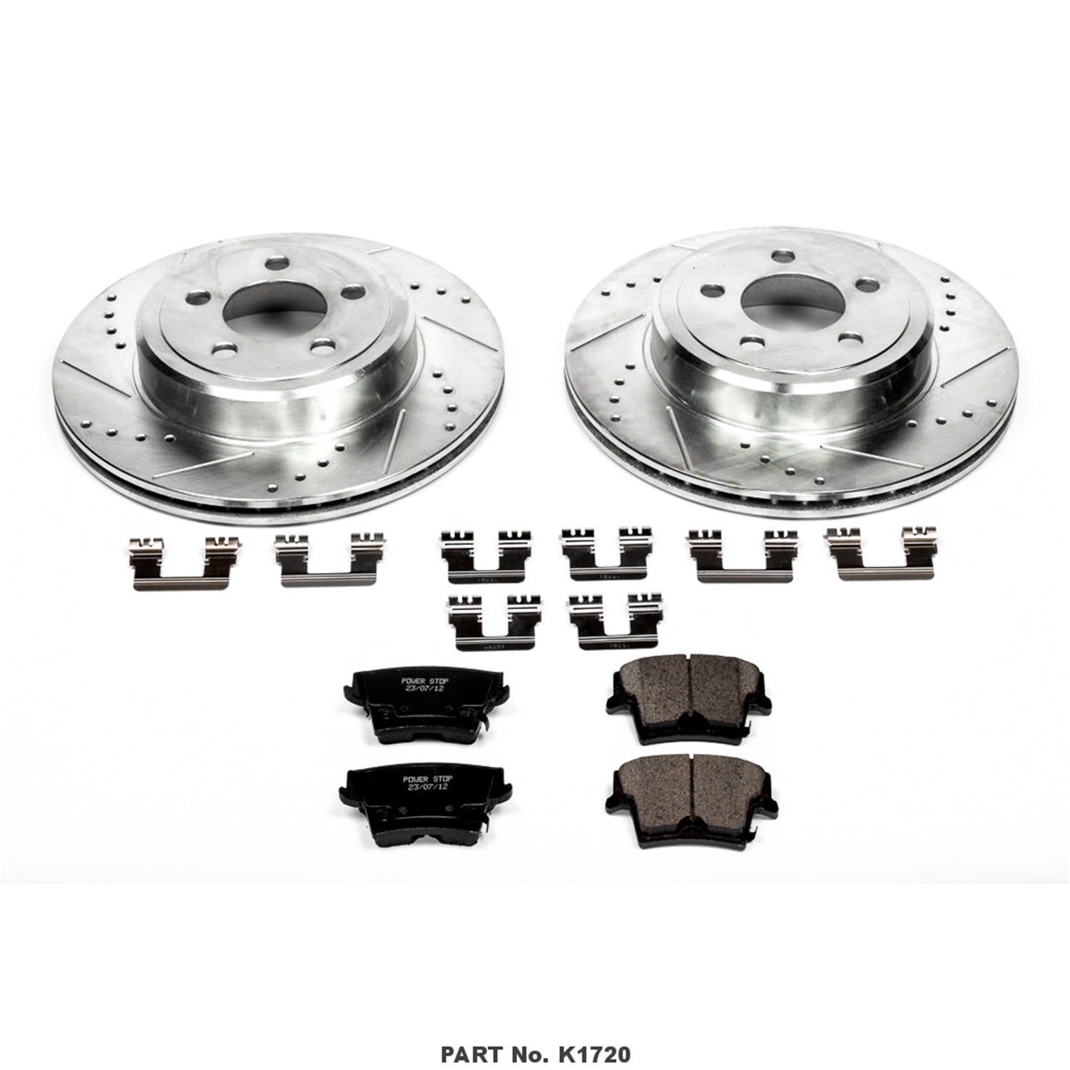 Power Stop K1720 Rear Z23 Carbon Fiber Brake Pads With Drilled & Slotted Brake