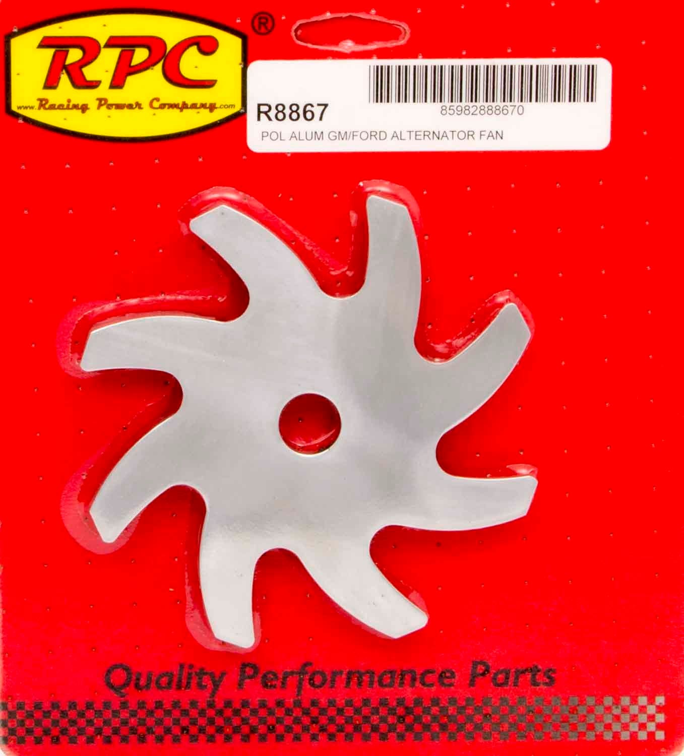 Racing Power Company R8867 Polished Aluminum Alternator Fan Pulley   Polished