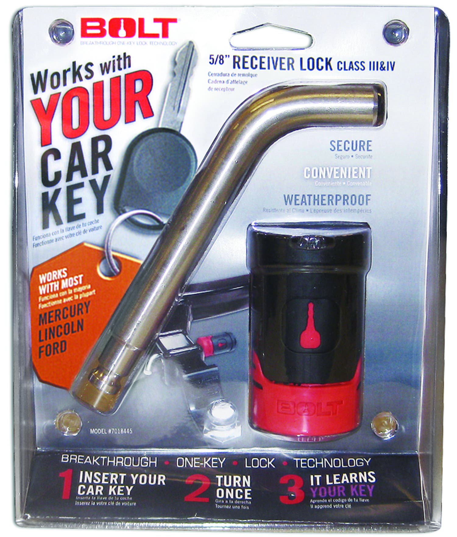 Bolt 7018447 5/8" Receiver Lock For Ford, Lincoln & Mercury Standard Cut Keys