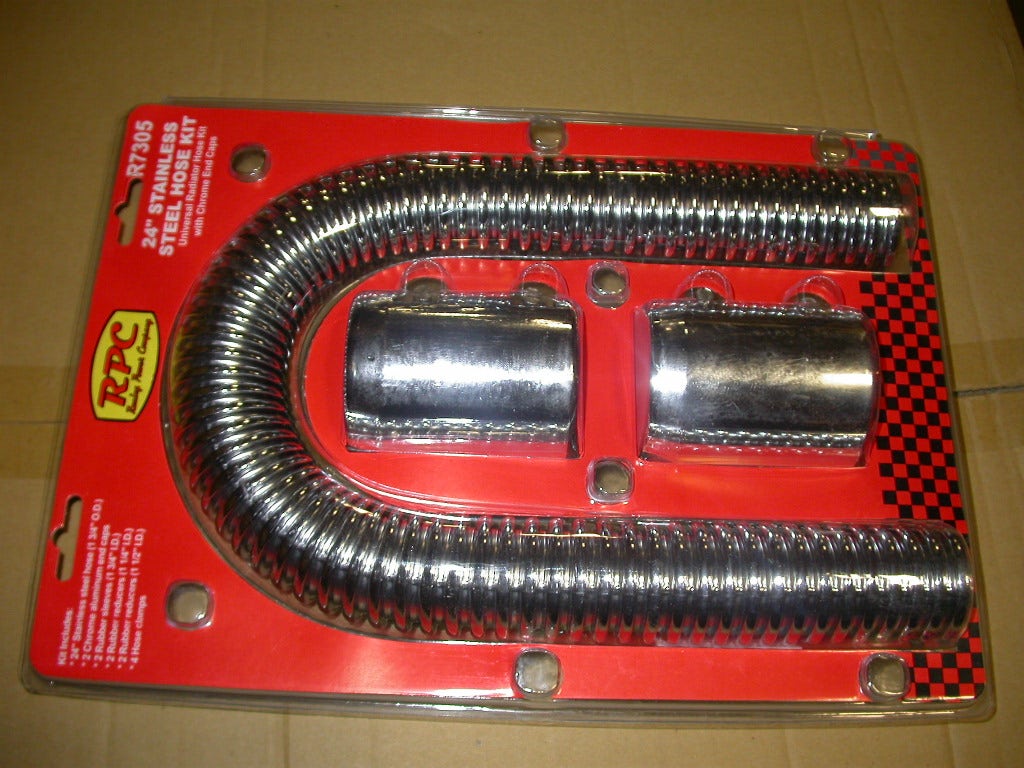 Racing Power Company R7305 24" Stainless Steel Radiator Hose Kit With Chrome