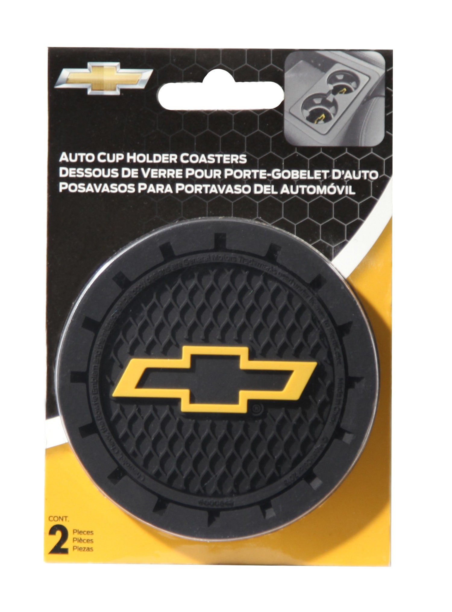 Chevy Gold Bowtie   Beverage Coaster; Style - Chevy Gold Bowtie, Color - Black,