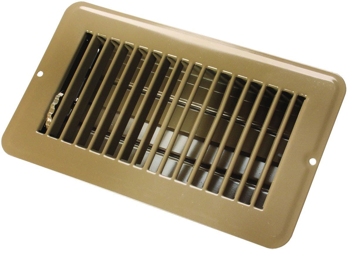Jr Products 02-28975 Dampered Floor Register - 4" X 8", Brown   Heating/ Cooling