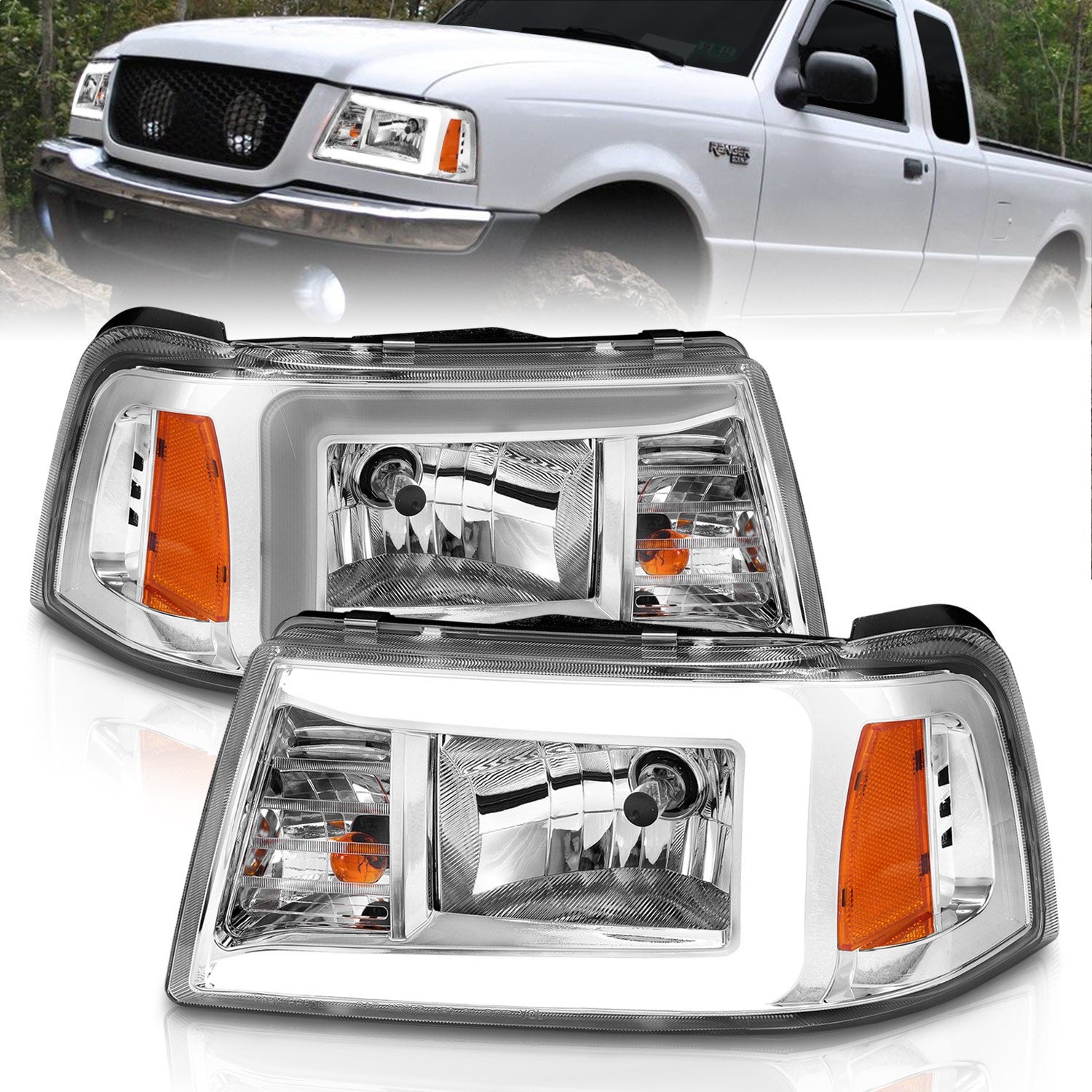 Anzo Usa 111512 Crystal Headlight Set Fits 01-11 Ranger   Crystal Headlight Set