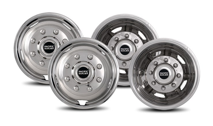 Pacific Dualies 30-1708 17" Polished Stainless Steel Wheel Simulator Kit With 8