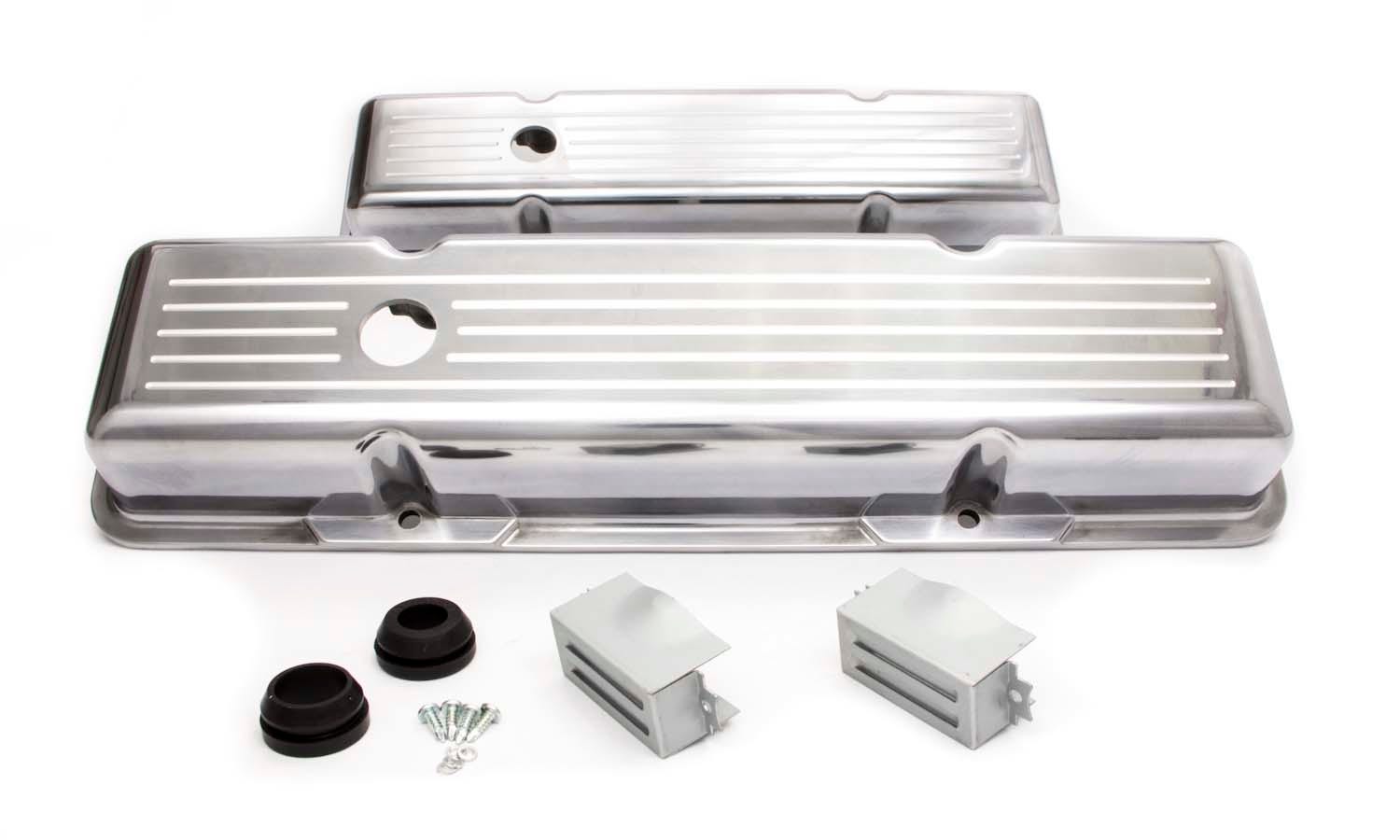 Racing Power Company R6131 Short Ball Milled Polished Aluminum Valve Cover For