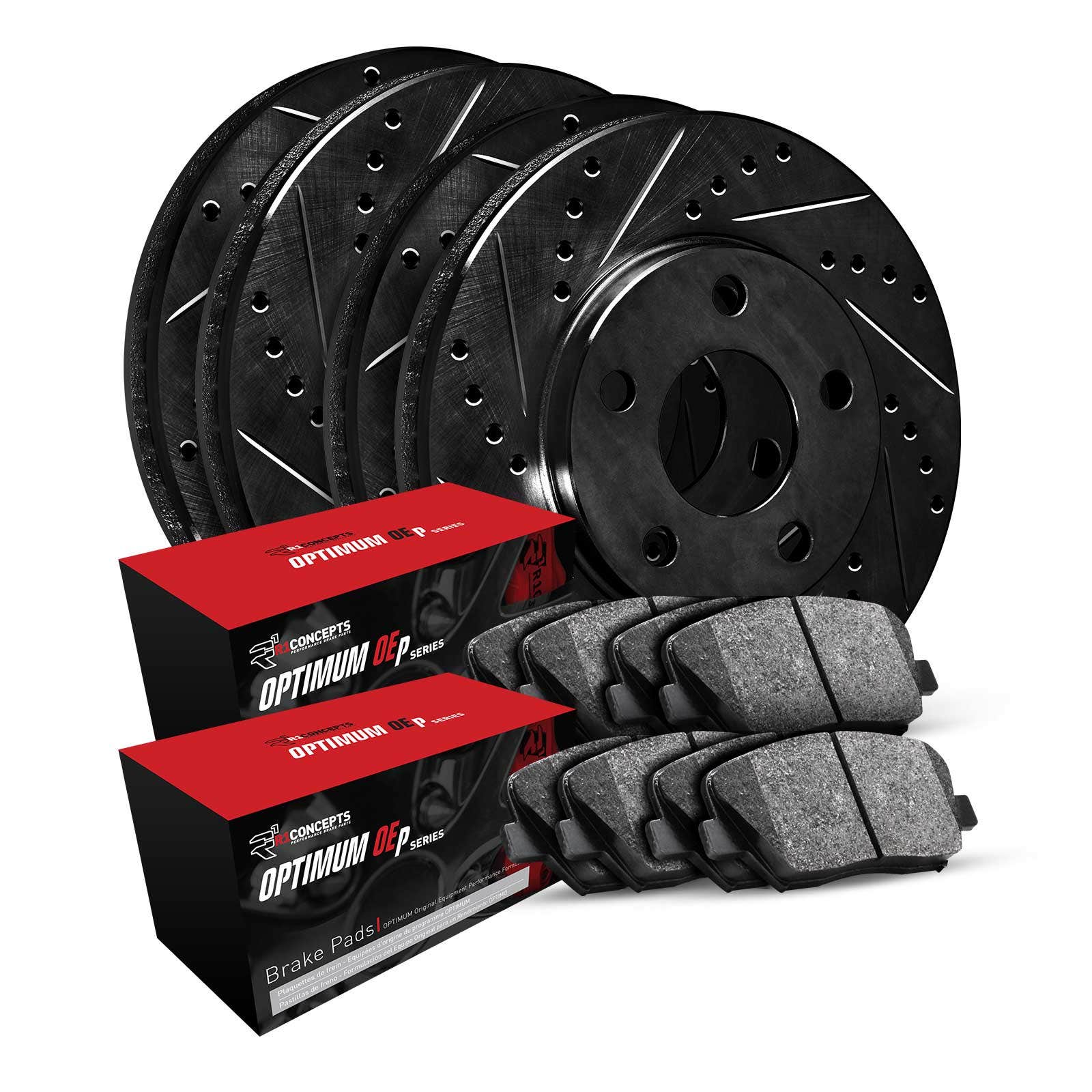 R1 Concepts Whun2-03002 R1 Brake Rotors - D/S - Black W/ Optimum Oe Pads   R1
