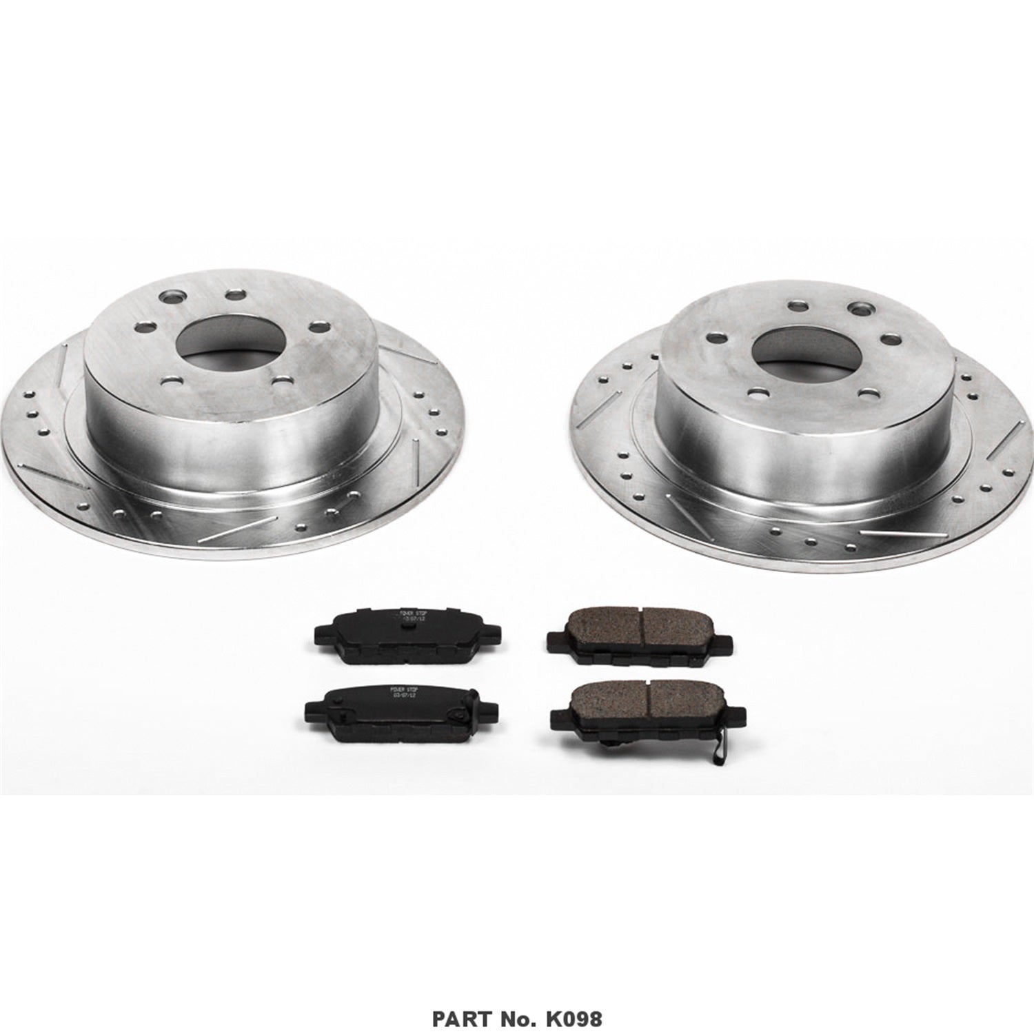 Power Stop K098 Rear Z23 Carbon Fiber Brake Pads With Drilled & Slotted Brake