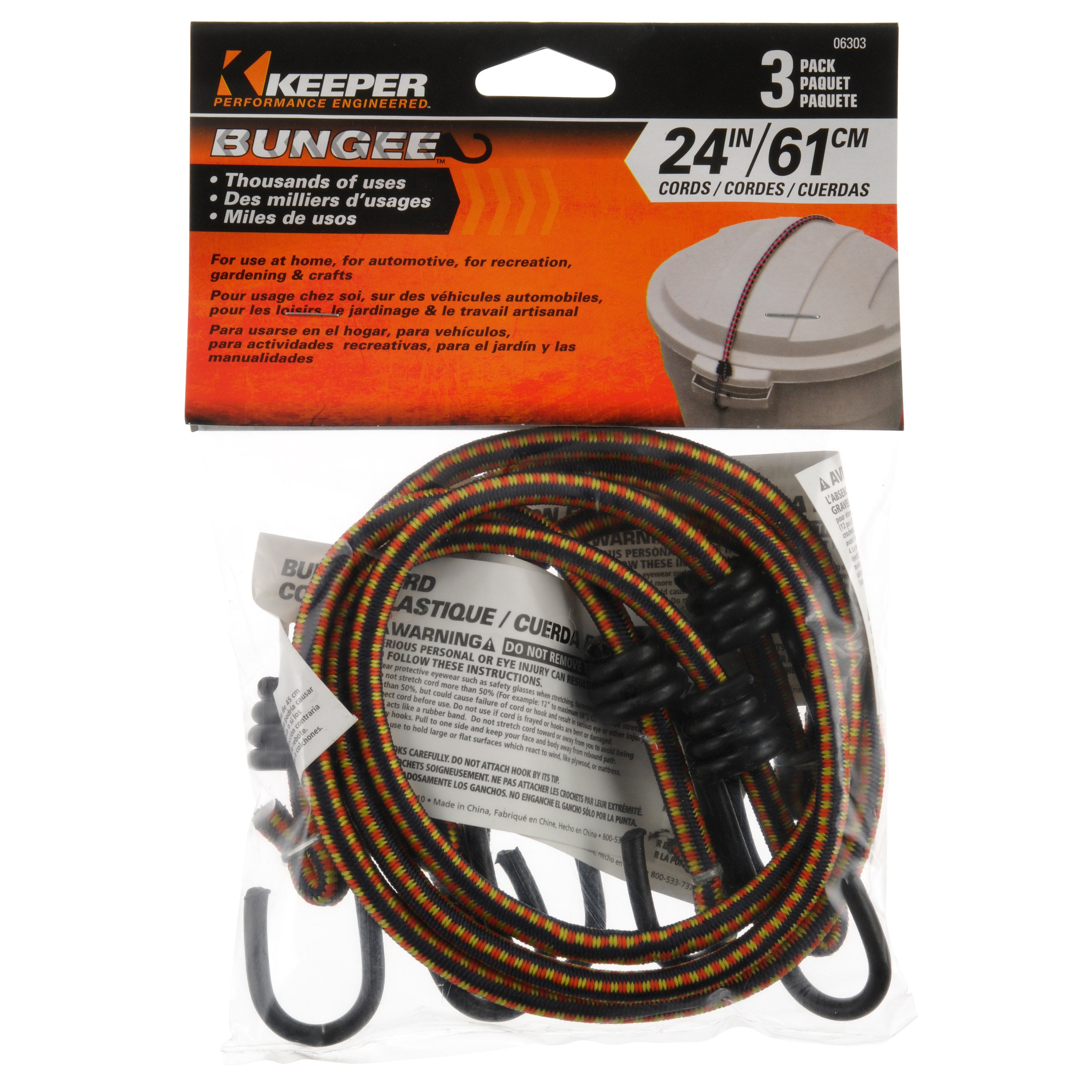 Keeper 06303 24 Inch Bungee Cord, 3 Pack   24 Inch Bungee Cord, 3 Pack