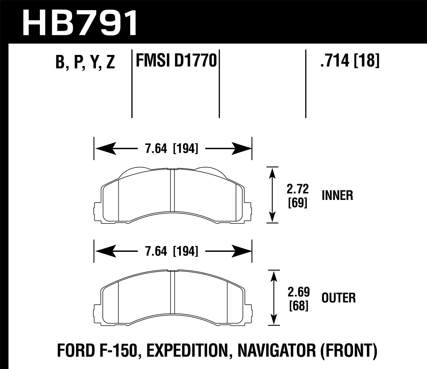 Hawk Performance Hb791y.714 Lts Disc Brake Pad Fits Expedition F-150 Navigator