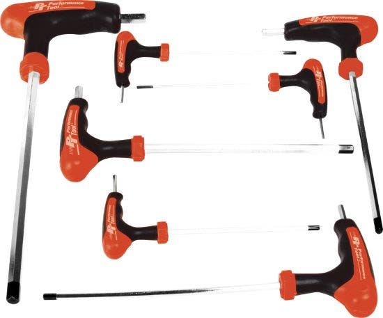 Performance Tool W1711 Sae T-Handle Hex Key Set, 7-Piece Allen Wrench  Type -