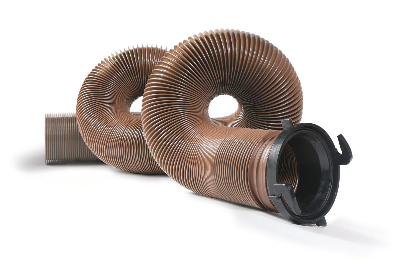 Hose And Attached Fitting   Sewer Hose; Extended Length - 15 Feet, Compressed