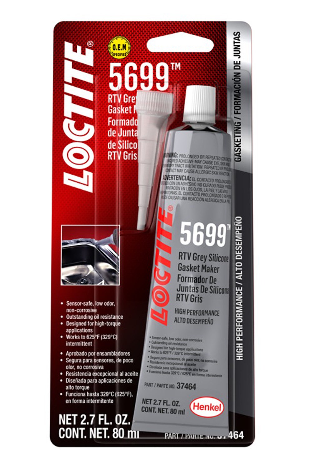 Loctite 37464 Grey Rtv 598 High Performance Silicone. 80 Ml.  37464 Grey Rtv 598