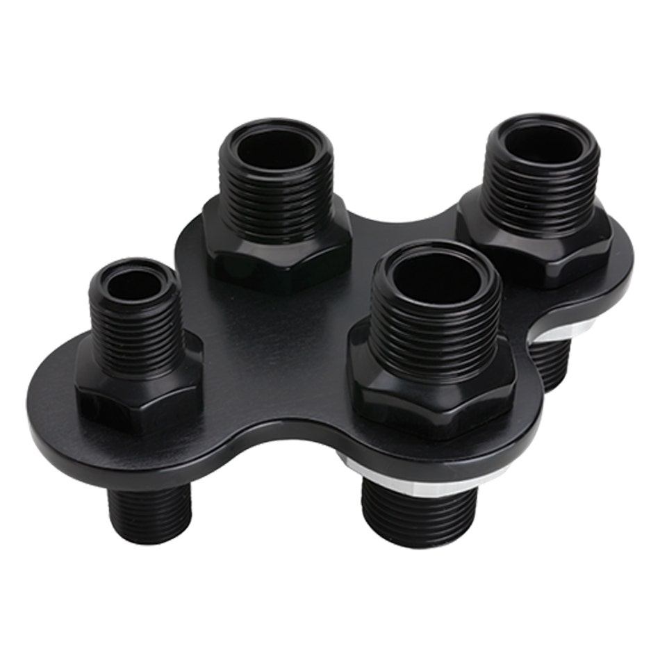 Bulkhead Plate, Ac And Heater, 4 Port, Three 10 An Male, One 6 An Male, Billet