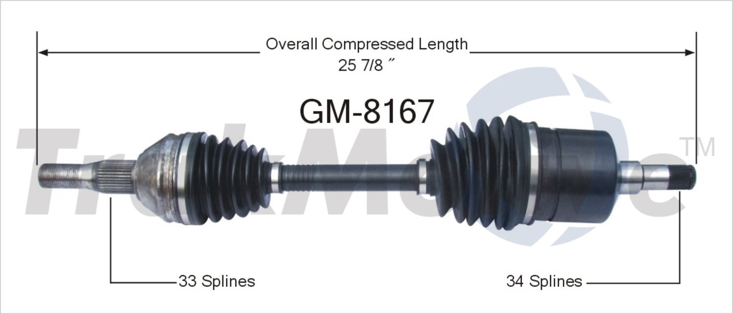 Trakmotive Cv Axle Shaft P/N:Gm-8167  Cv Axle Shaft P/N: